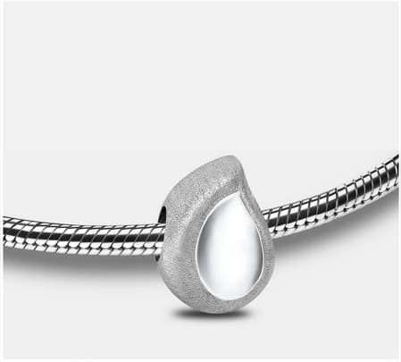 Breloque: Goutte D'eau - Plaqué Rhodium Deux Tons