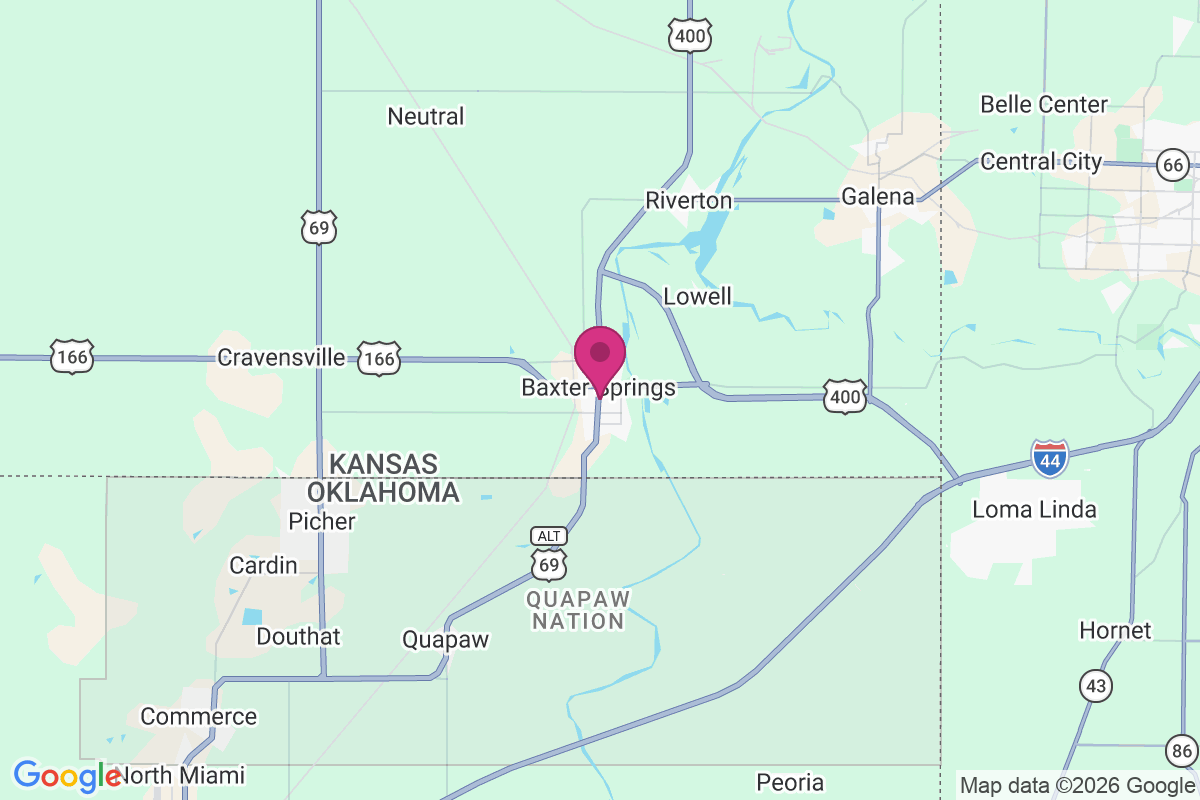 Carte de Baxter Springs